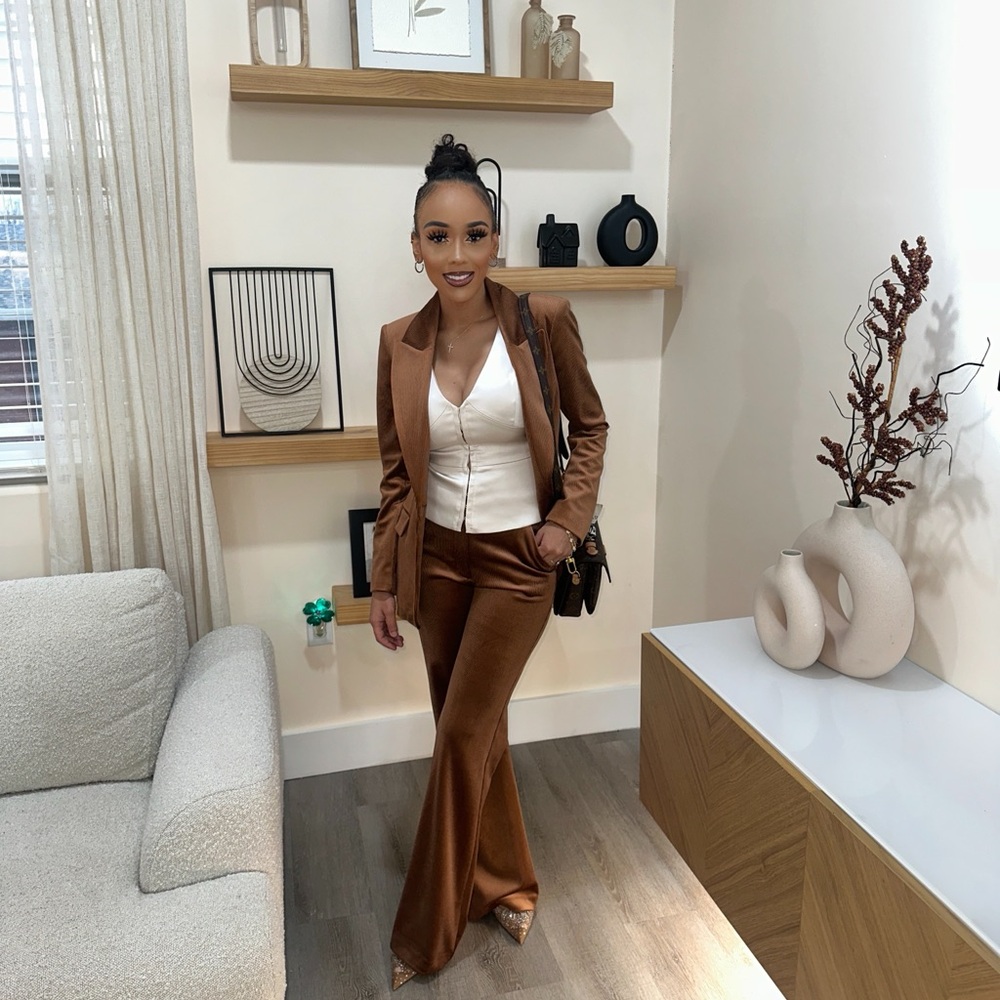 Stylish Brown Satin Suit Set
